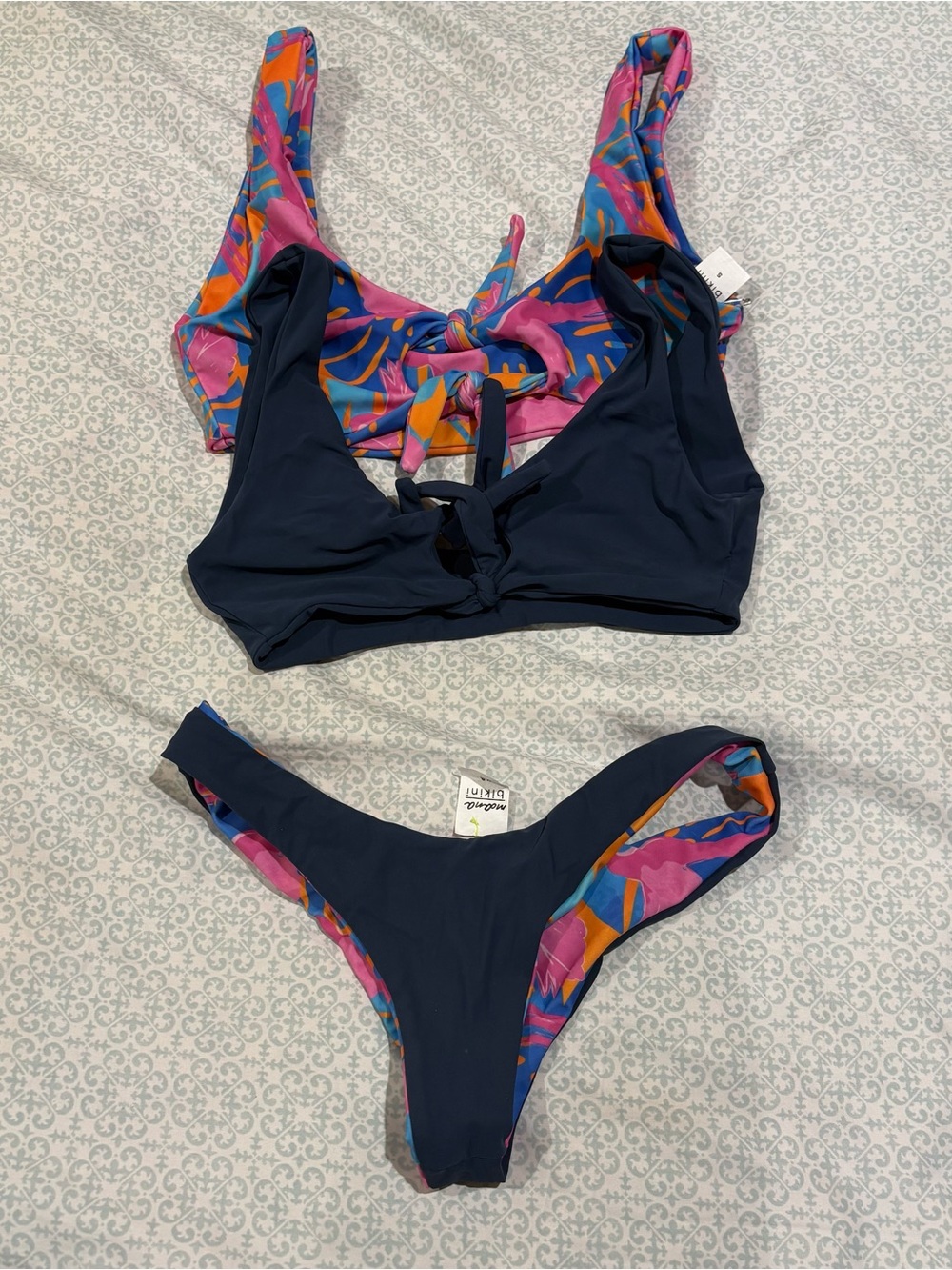 Moana Navy & Tropical Reversible Women’s Bikini Set